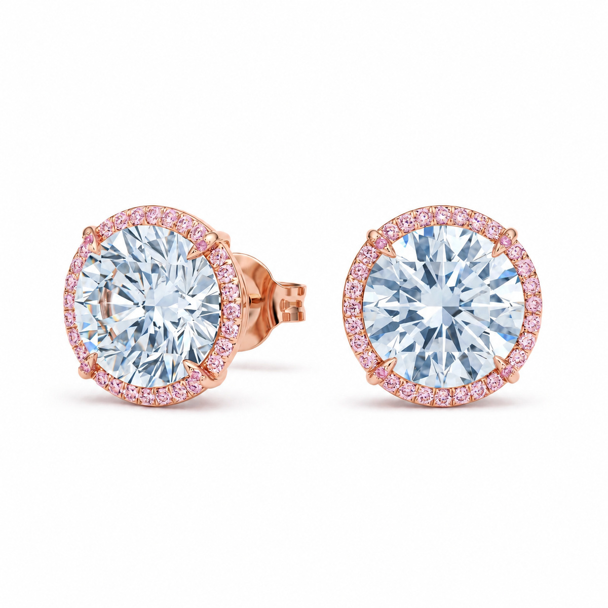 Aquamarine Rose Halo Earrings
