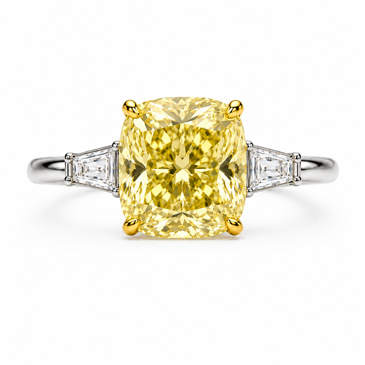 Fancy Yellow Cushion Ring